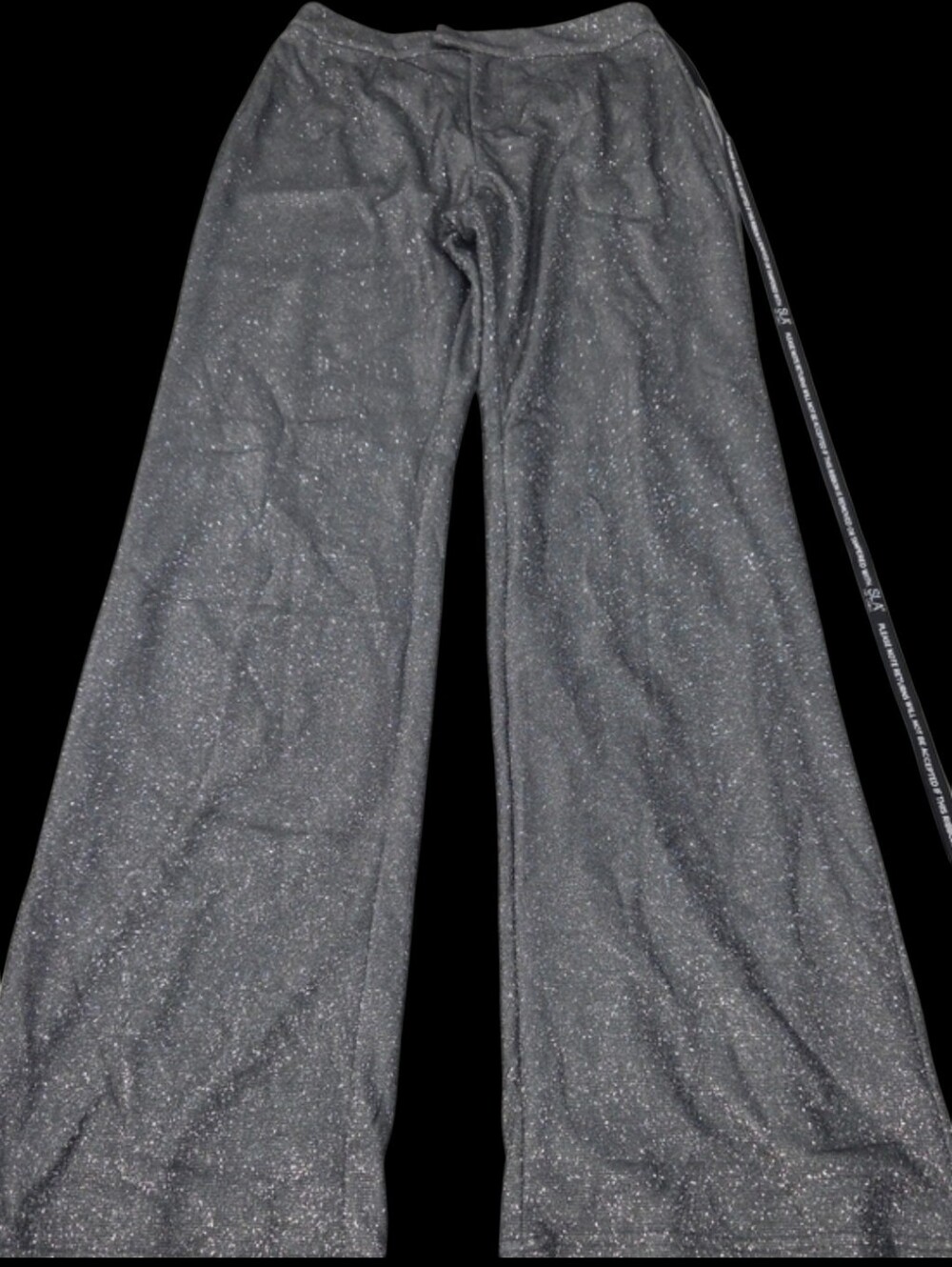 SLA The Label Santorini Womens Glitter Grey Wide-Leg Trousers M